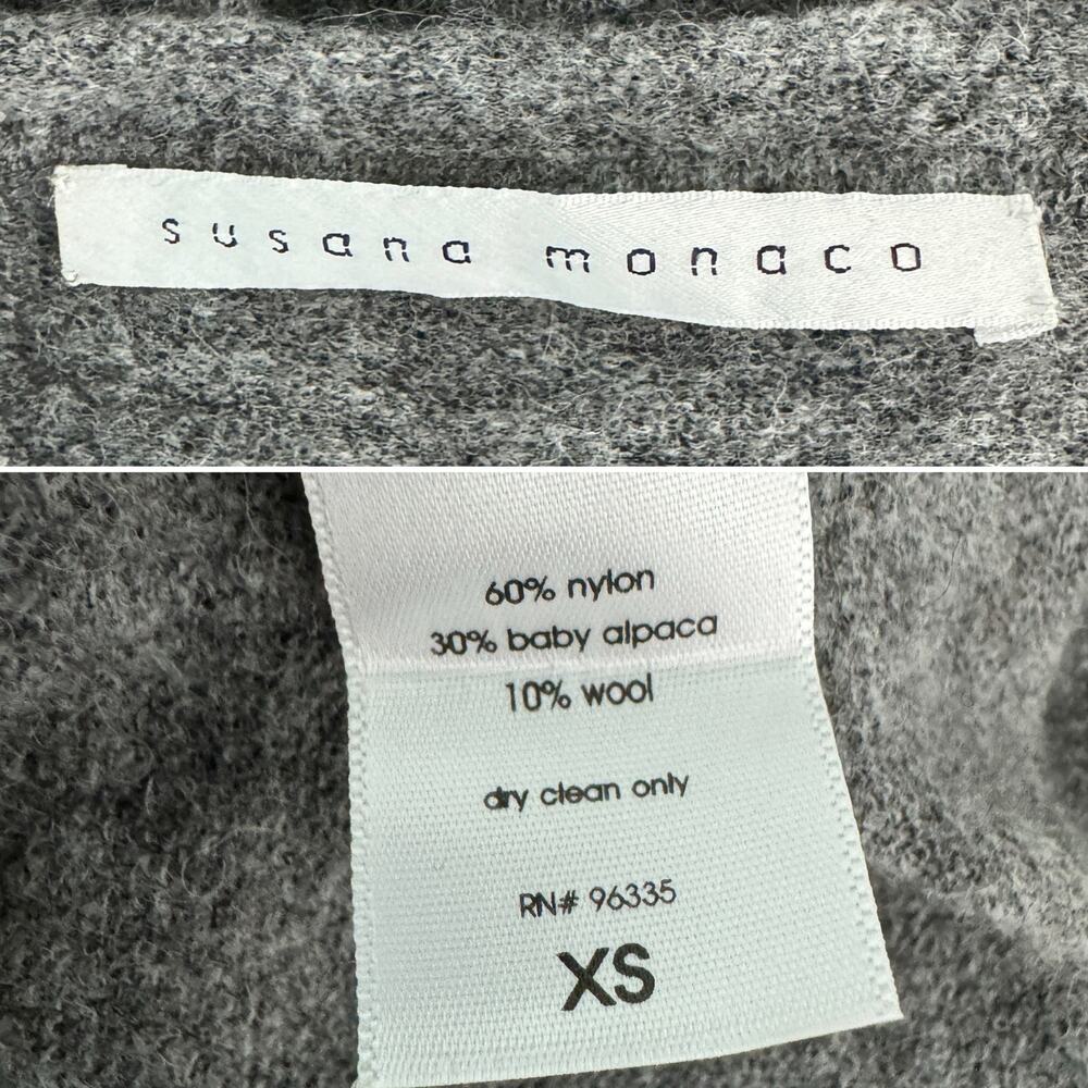 Susana Monaco Alpaca Wool Blend V Neck Tie Waist Sweater Dress Gray XS - Picture 6 of 9